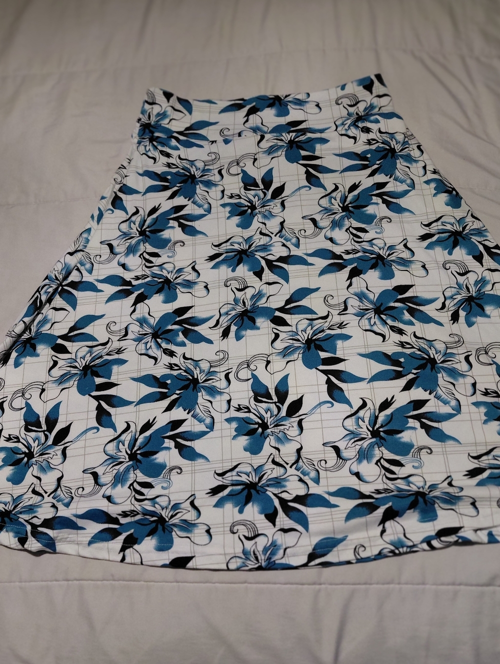 Blue Floral A-Line Skirt - Women